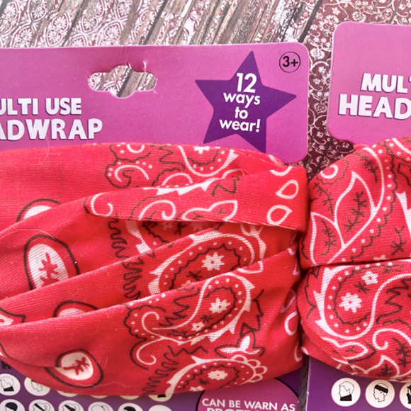 Her Red Polyester 12 Ways To Wear Headwrap Wear As Protective Mask Lot of 2 - Picture 2 of 7